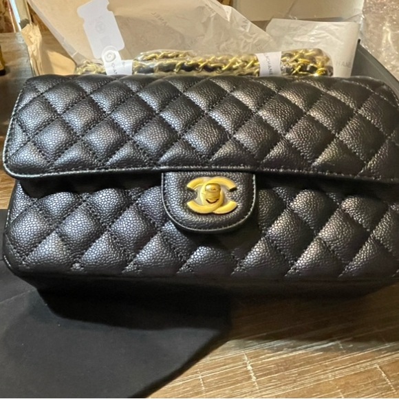 CHANEL Black Quilted Shoulder Bag with Gold Accents - Picture 1 of 5